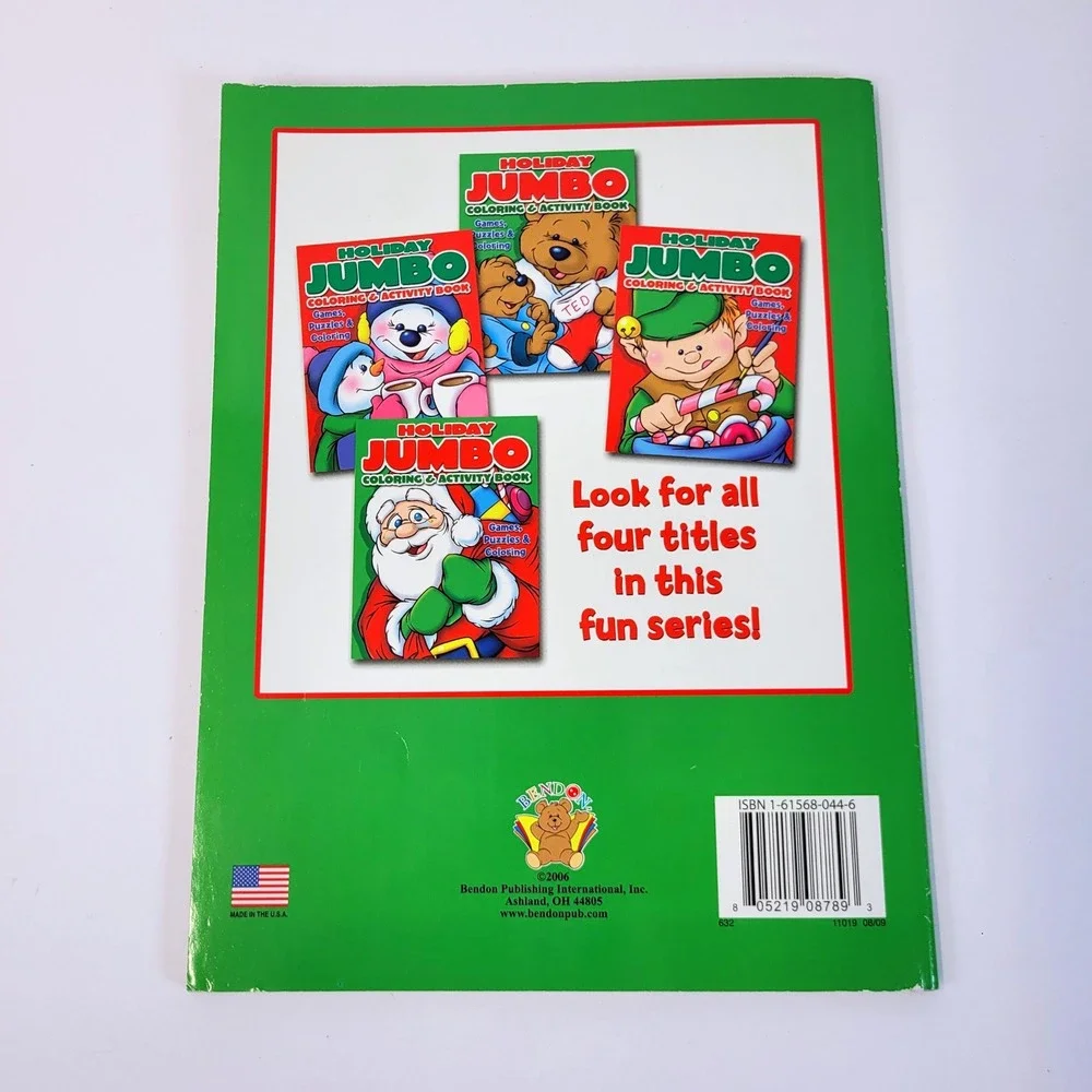 Holiday Jumbo Coloring & Activity Book Games Puzzles Bears 2007 Bendon
